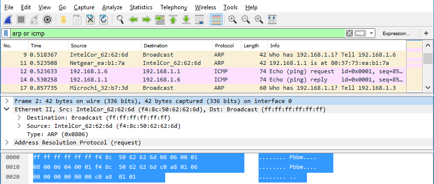 wireshark packet capture reply mac address
